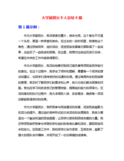 大学副班长个人总结9篇