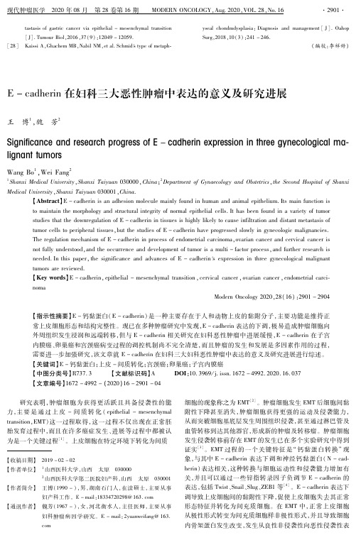 E-cadherin在妇科三大恶性肿瘤中表达的意义及研究进展