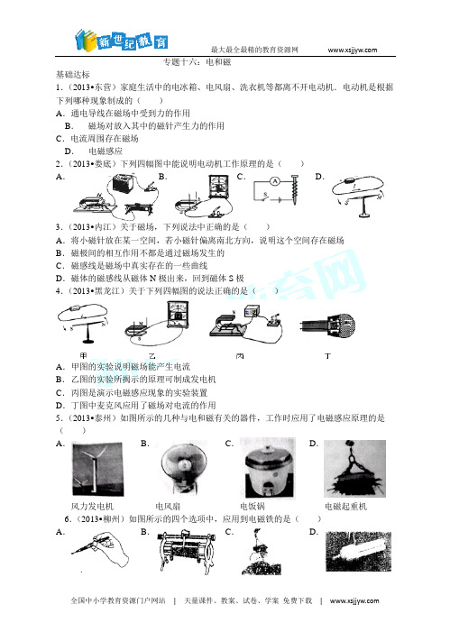 (2014中考必备)中考物理试题分类精粹专题十六：电和磁(精编精析)