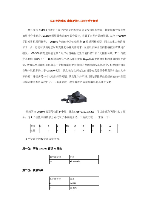 摩托罗拉GM300型号解析