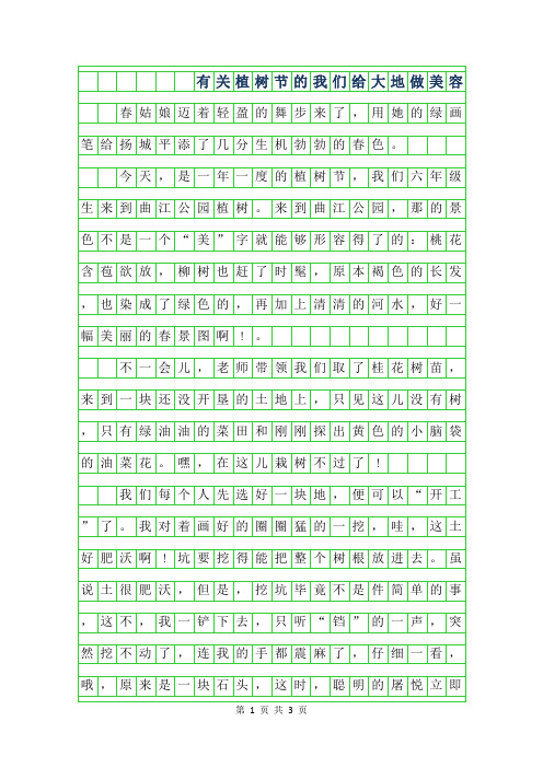 2019年有关植树节的作文-我们给大地做美容