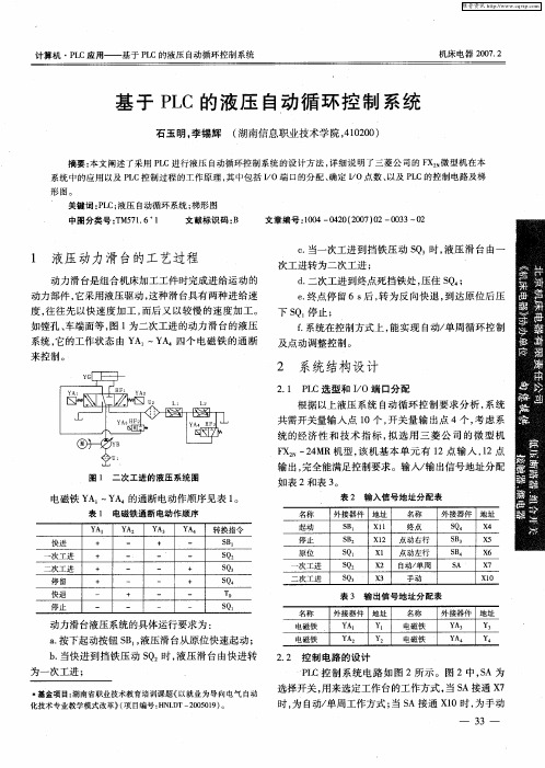 基于PLC的液压自动循环控制系统