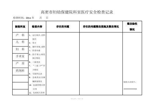 科室医疗质量检查记录