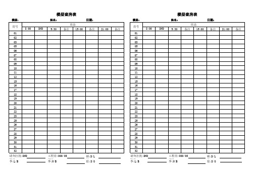 客房服务员查房表