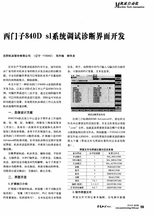 西门子840D sl系统调试诊断界面开发