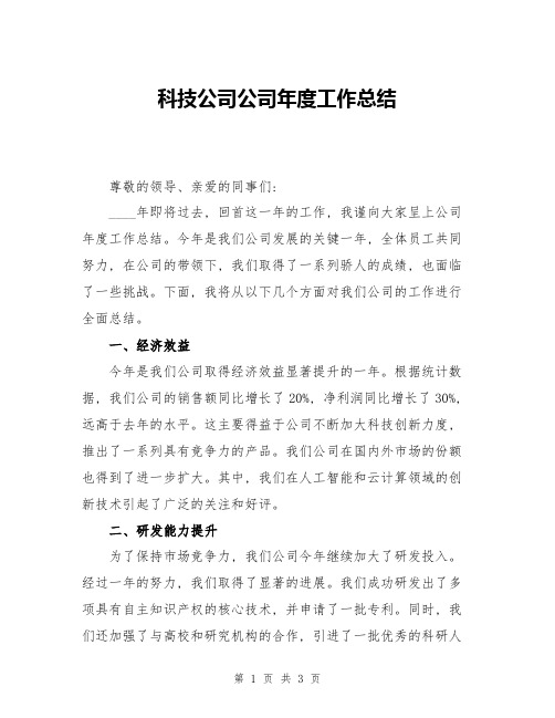 科技公司公司年度工作总结