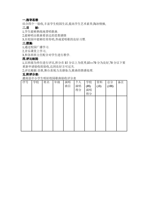 课前三分钟唱歌评比方案