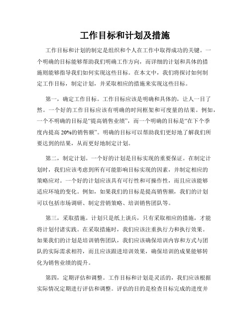 工作目标和计划及措施