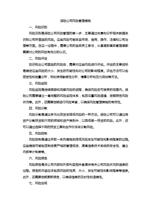 保险公司风险管理措施