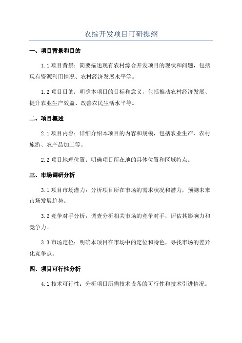 农综开发项目可研提纲