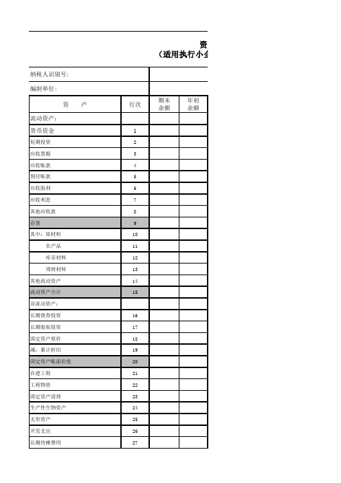 资产负债表(适用执行小企业会计准则的企业)