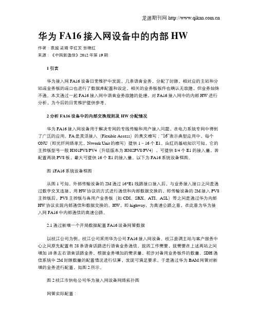 华为FA16接入网设备中的内部HW