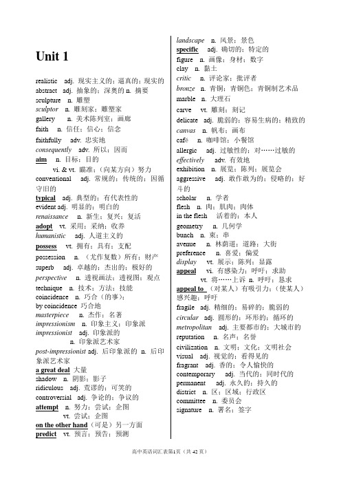 (完整)高中英语选修六单词表