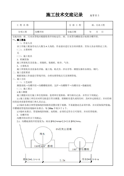 污水沟槽、基础、检查井技术交底