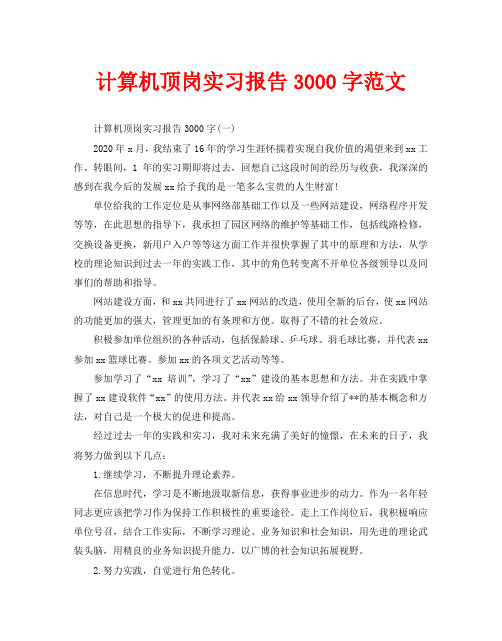 计算机顶岗实习报告3000字范文