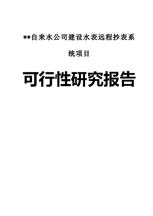 某自来水公司建设水表远程抄表系统项目可行性研究报告