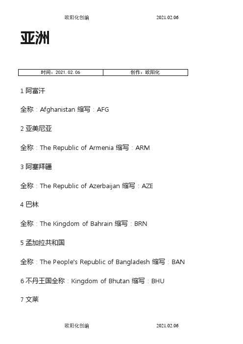 世界各国国旗图片+英文名称及缩写(珍藏版)之欧阳化创编