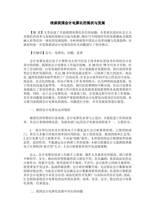 浅谈我国会计电算化的现状与发展