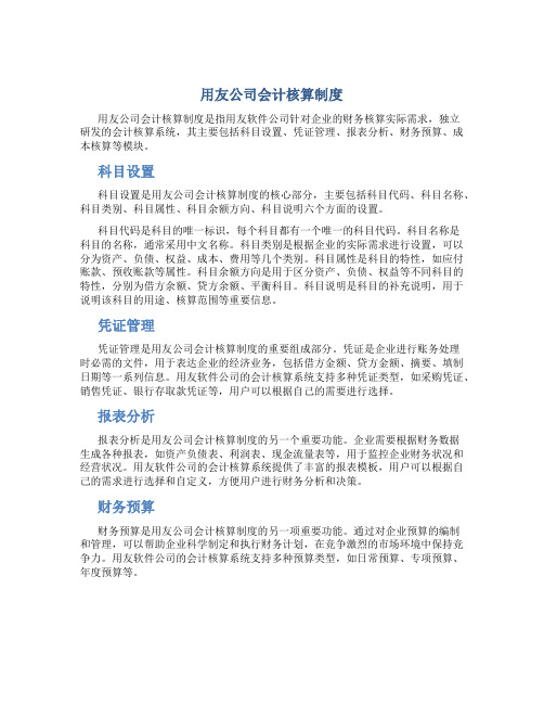 用友公司会计核算制度