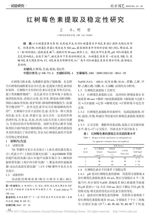 红树莓色素提取及稳定性研究