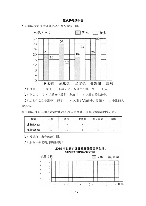 青岛版小学五年级数学下册《复式条形统计图》天天练