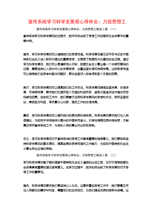 宣传系统学习科学发展观心得体会：力促思想工2篇