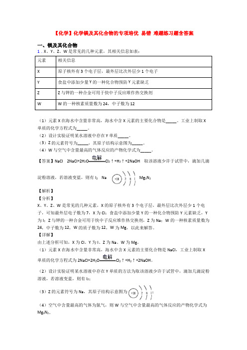 【化学】化学镁及其化合物的专项培优 易错 难题练习题含答案