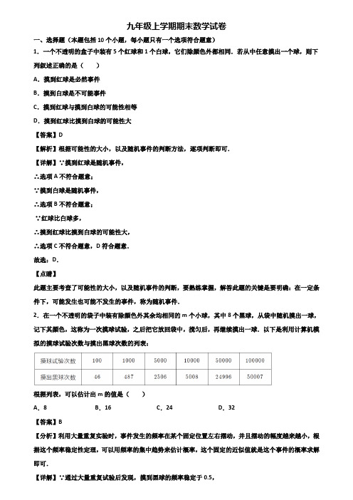 ★试卷3套精选★苏州高新区XX名校中学2021届九年级上学期数学期末达标检测试题