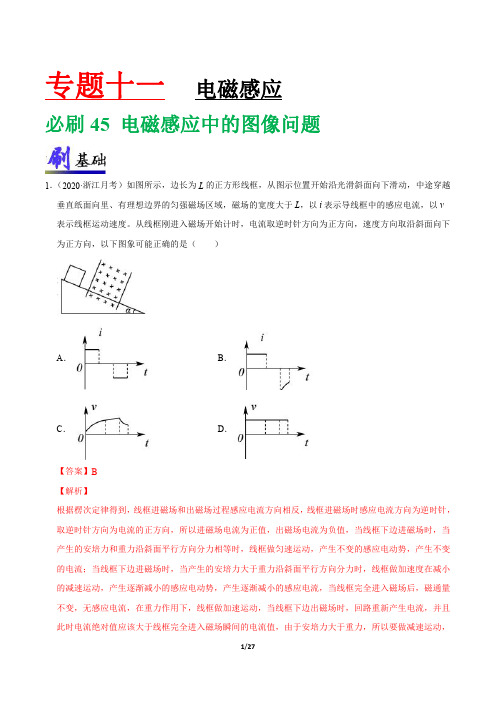 必刷45 电磁感应中的图像问题(解析版)-2021年高考物理一轮复习小题必刷(全国通用)