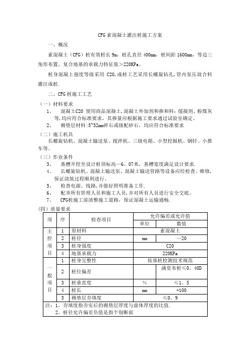 CFG素混凝土灌注桩施工方案