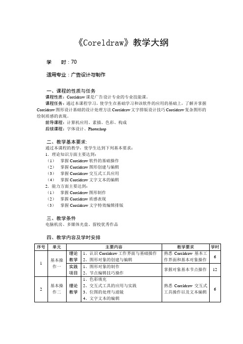 《Coreldraw》教学大纲. - 深圳职业技术学院继续教育与培训学院.doc