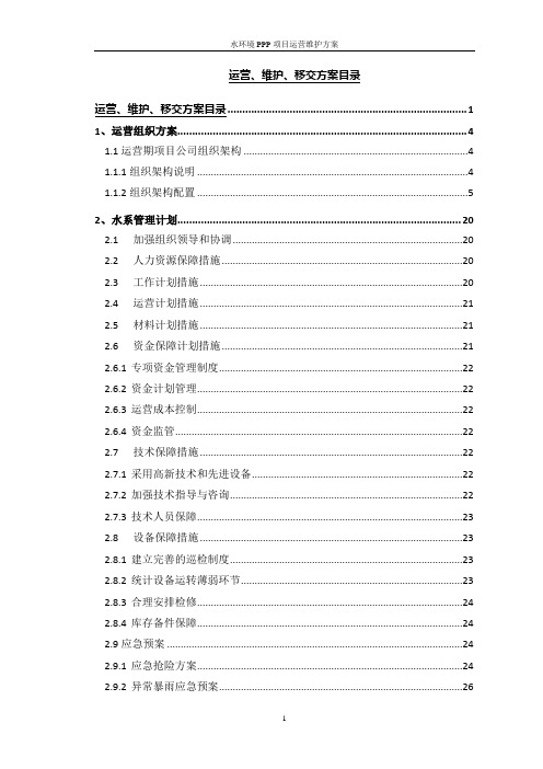 水环境PPP项目运营维护方案