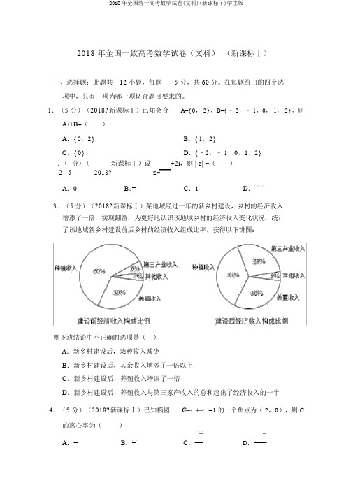 2018年全国统一高考数学试卷(文科)(新课标ⅰ)学生版
