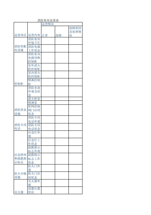 消防泵房巡查表