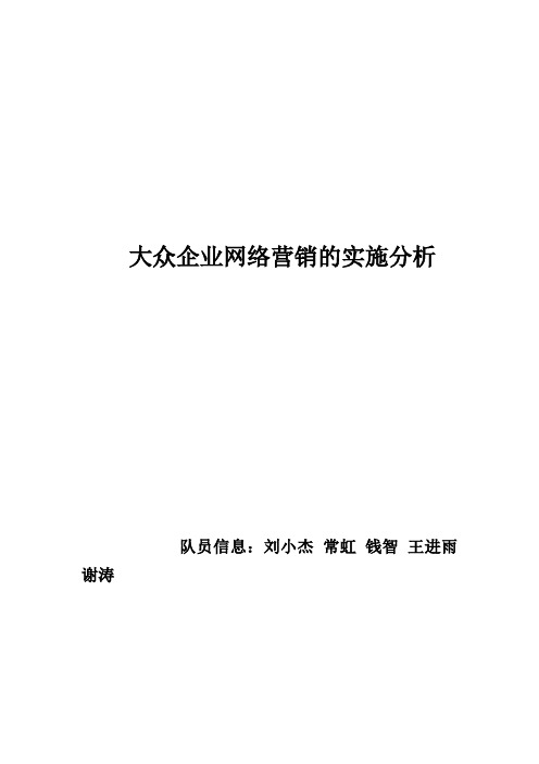 大众汽车网络营销案例分析