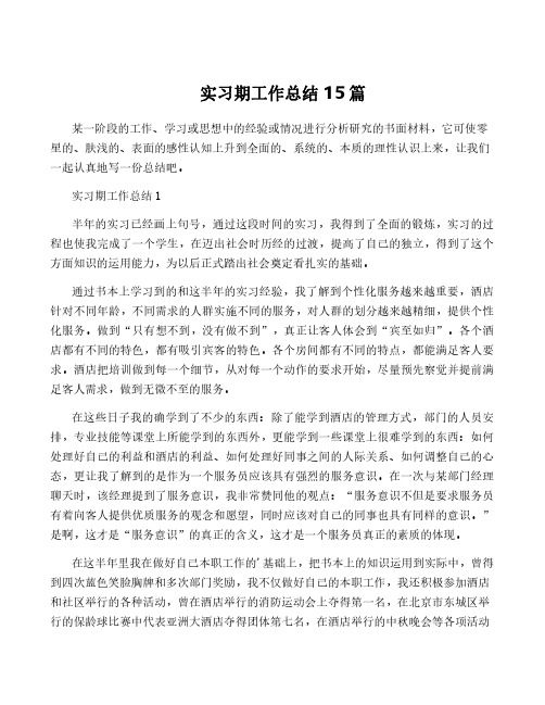 实习期工作总结 15篇