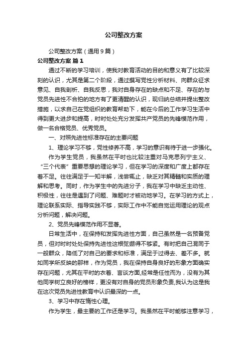 公司整改方案