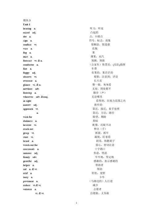 牛津高中英语模块三词汇默写表