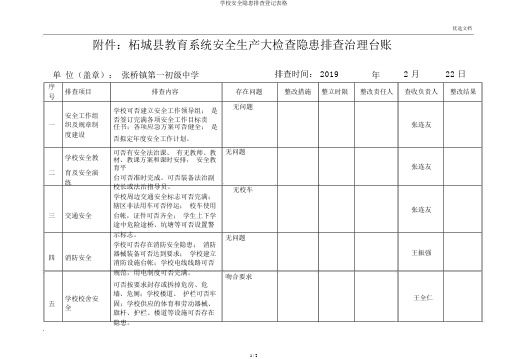 学校安全隐患排查登记表格