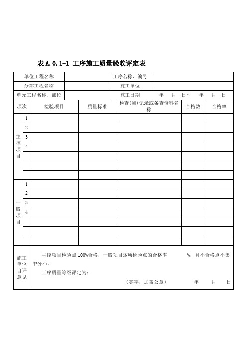 堤防工程-工序施工质量及单元工程施工质量验收评定表