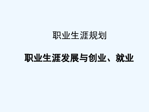 职业生涯规划第四单元(全) PPT