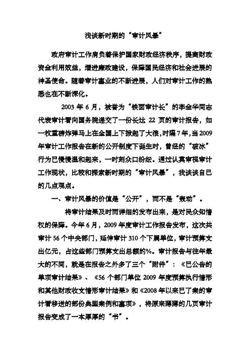 浅谈新时期的“审计风暴”