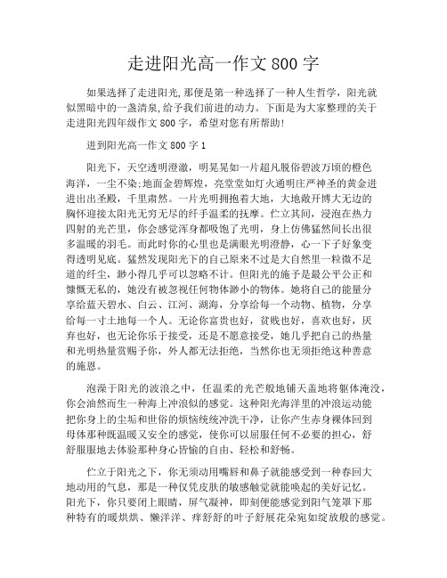走进阳光高一作文800字