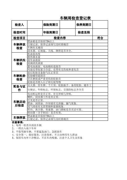 车辆检查登记表