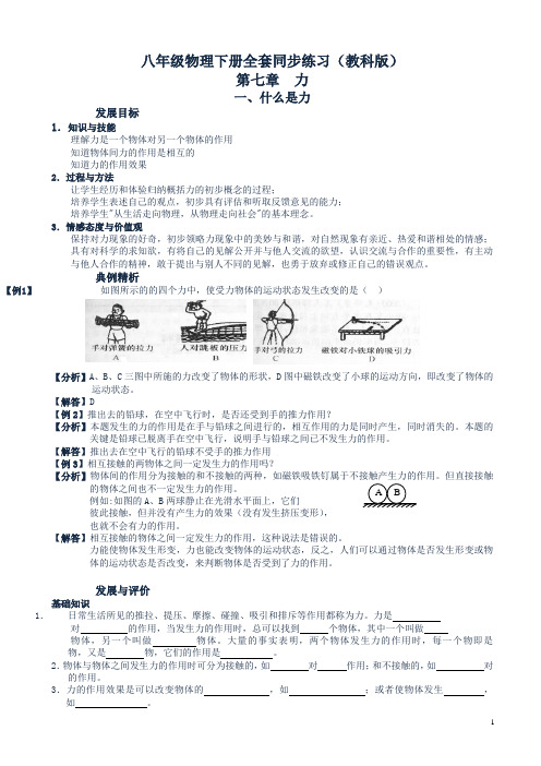 新教科版物理八年级下册全套导学案含答案