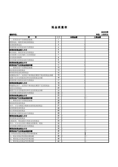 附表一,现金流量表主表