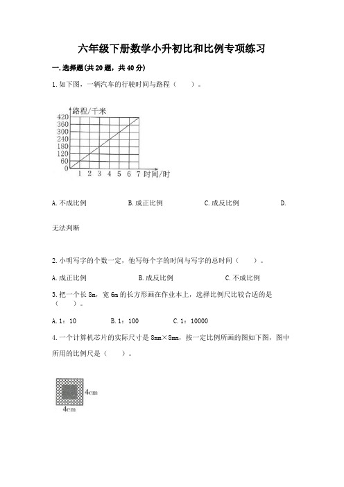 六年级下册数学小升初比和比例专项练习加答案(满分必刷)