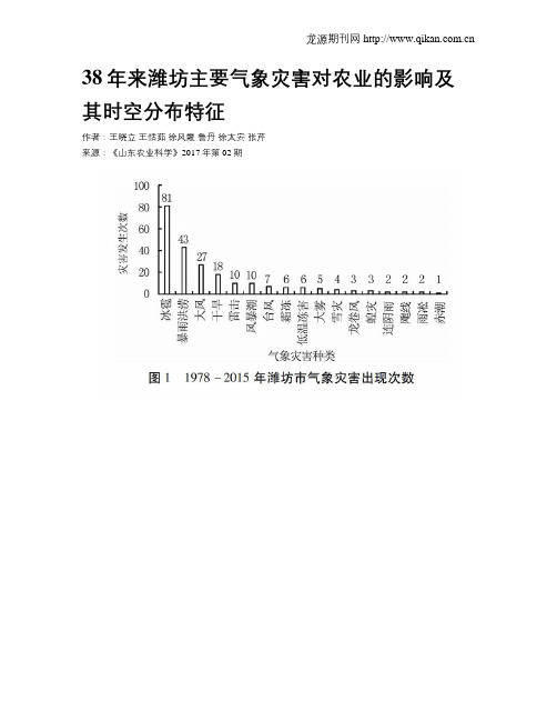 38年来潍坊主要气象灾害对农业的影响及其时空分布特征