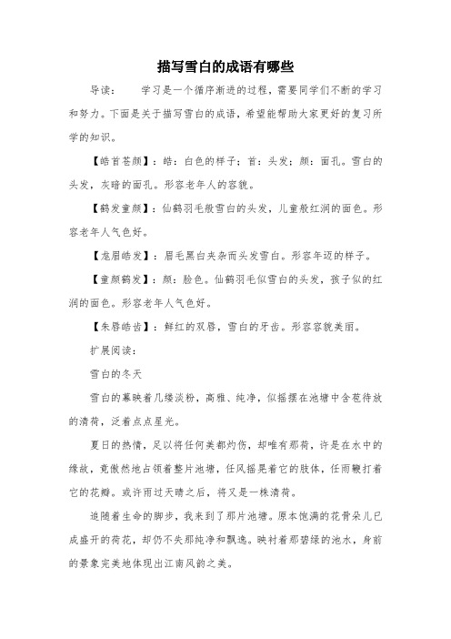 描写雪白的成语有哪些