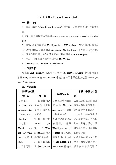 牛津译林三年级英语上册第七单元教材分析(省级优秀课)